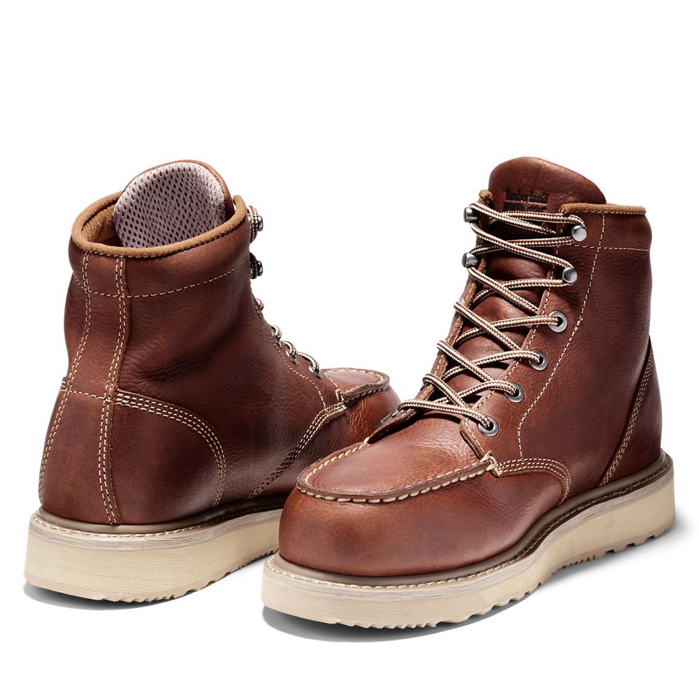 Timberland Μποτακια Εργασίας Ανδρικα Καφε - Pro® Barstow Wedge Alloy Toe - Greece 3201847-SJ